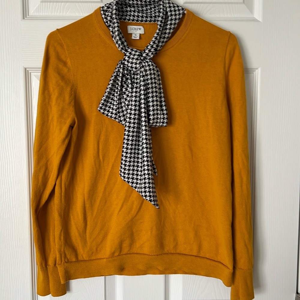 Super soft LS knit JCrew sweater with attached scarf